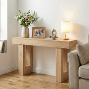 63 Inches Long Console Table Farmhouse Entryway Table with Storage-Natural - Color: Natural