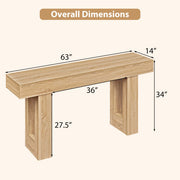63 Inches Long Console Table Farmhouse Entryway Table with Storage-Natural - Color: Natural