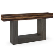 2-Tier Farmhouse Console Table 63" Long with Storage Shelf-Rustic Brown