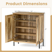 5-Tier Wooden Farmhouse Shoe Cabinet with Woven Rattan Doors-Natural - Color: Natural