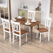 Set of 2 Wooden Farmhouse Kitchen Chairs with Rubber Wood Seat-2 Pieces