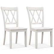 Set of 2 Wooden Dining Chairs Mid Century Farmhouse Retro Kitchen Chairs-White - Color: White