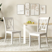 Set of 2 Wooden Dining Chairs Mid Century Farmhouse Retro Kitchen Chairs-White - Color: White
