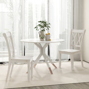 Set of 2 Wooden Dining Chairs Mid Century Farmhouse Retro Kitchen Chairs-White - Color: White