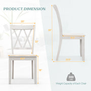 Set of 2 Wooden Dining Chairs Mid Century Farmhouse Retro Kitchen Chairs-White - Color: White