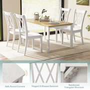 Set of 2 Wooden Dining Chairs Mid Century Farmhouse Retro Kitchen Chairs-White - Color: White