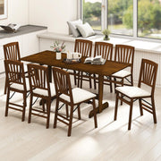 71 Inch Farmhouse Dining Table Wooden Kitchen Table for 6-8 with Rubber Wood Legs-Walnut - Color: Walnut