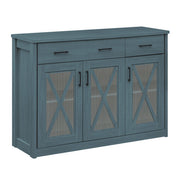 Farmhouse Buffet Sideboard 3-Door Kitchen Storage Cabinet with 2 Drawers-Turquoise