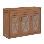 Farmhouse Buffet Sideboard 3-Door Kitchen Storage Cabinet with 2 Drawers-Turquoise
