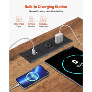 4 Pieces Farmhouse Coffee Table Sets, 40 in Coffee Table with 2 End Tables and 66 in TV Stand, Easy Assembly Living Room Tables Sets with Charging Station, for Office, Living Room & Apartment