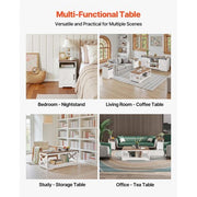 4 Pieces Farmhouse Coffee Table Sets, 40 in Coffee Table with 2 End Tables and 66 in TV Stand, Easy Assembly Living Room Tables Sets with Charging Station, for Office, Living Room & Apartment