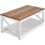 4 Pieces Farmhouse Coffee Table Sets, 40 in Coffee Table with 2 End Tables and 66 in TV Stand, Easy Assembly Living Room Tables Sets with Charging Station, for Office, Living Room & Apartment