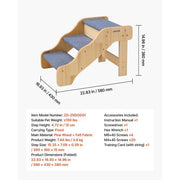 Wood Pet Stairs, 3-Step Dog Stairs for High Beds, Sofa & Cars, 150lbs Load Capacity, Non-Slip Surface, Stable Cat & Dog Step Ladder for Small Medium Large Older Pet Puppy Essentials