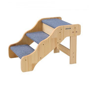 Wood Pet Stairs, 3-Step Dog Stairs for High Beds, Sofa & Cars, 150lbs Load Capacity, Non-Slip Surface, Stable Cat & Dog Step Ladder for Small Medium Large Older Pet Puppy Essentials