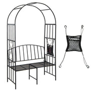 Steel Garden Arch with 2-Seat Bench - Color: Black