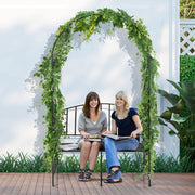 Steel Garden Arch with 2-Seat Bench - Color: Black