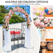 Steel Garden Arch with 2-Seat Bench - Color: Black