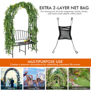 Steel Garden Arch with 2-Seat Bench - Color: Black