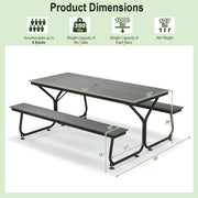 6 Feet Outdoor Picnic Table Bench Set for 6-8 People-Gray