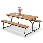 6 Feet Outdoor Picnic Table Bench Set for 6-8 People-Gray