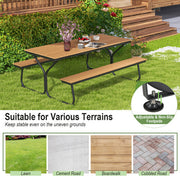 6 Feet Outdoor Picnic Table Bench Set for 6-8 People-Gray