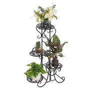 US 32.3" Plant Stand 4 Potted Metal Shelves Corner Plant Shelf for Decorating Garden Patio Deck Farmhouse Round
