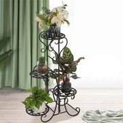 US 32.3" Plant Stand 4 Potted Metal Shelves Corner Plant Shelf for Decorating Garden Patio Deck Farmhouse Round