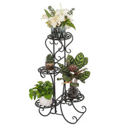US 32.3" Plant Stand 4 Potted Metal Shelves Corner Plant Shelf for Decorating Garden Patio Deck Farmhouse Round