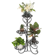 US 32.3" Plant Stand 4 Potted Metal Shelves Corner Plant Shelf for Decorating Garden Patio Deck Farmhouse Round