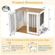 31.5" Dog Crate Furniture Wooden Dog Kennel with Double Lock Doors-White - Color: White