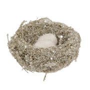 Sugar Frosted Bird Nest With Eggs - 3.5"