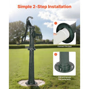 Well Hand Pitcher Pump, 20 ft Max Lift, Antique Cast Iron Manual Hand Water Pump with Heightening Base, NPT 1-1/4 in Connection, Easy Installation, for Outdoor Garden, Pond, Yard, Farm, Green