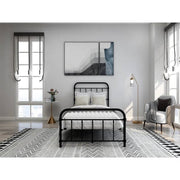 Twin size Farmhouse Black Metal Bed Frame with Rounded Headboard Footboard