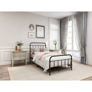 Twin size Farmhouse Black Metal Bed Frame with Rounded Headboard Footboard