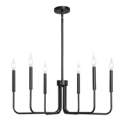 6-Light Chandelier, Black Farmhouse Chandelier, Adjustable Height, Dining Room Hanging Light Fixture for Ceilings, Modern Chandelier for Bedroom, Foyer, Hall, Kitchen, Living Room and Entryway