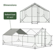 10 x 20 ftOutdoor Large Metal Chicken Run Coop with 1 piece of Waterproof Cover, Garden Backyard Walk-in Hen Cage Poultry Pet Hutch for Farm Use