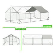 10 x 20 ftOutdoor Large Metal Chicken Run Coop with 1 piece of Waterproof Cover, Garden Backyard Walk-in Hen Cage Poultry Pet Hutch for Farm Use