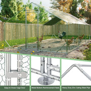 10 x 20 ftOutdoor Large Metal Chicken Run Coop with 1 piece of Waterproof Cover, Garden Backyard Walk-in Hen Cage Poultry Pet Hutch for Farm Use
