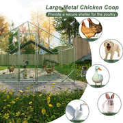 10 x 20 ftOutdoor Large Metal Chicken Run Coop with 1 piece of Waterproof Cover, Garden Backyard Walk-in Hen Cage Poultry Pet Hutch for Farm Use