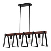 4-Light Kitchen Island Pendant Lights, 60W, Adjustable Dining Room Light Fixture with 2 x 6'' and 6 x 12'' Rods, Industrial Metal Frame Farmhouse Linear Chandeliers Lighting for Dining Room, E26