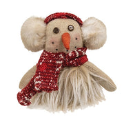 Furry Snowman with Scarf & Earmuffs Sitter