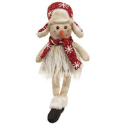 Furry Dangle Leg Snowman with Hunter Hat & Scarf