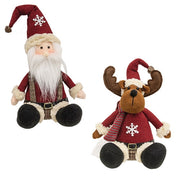 Cozy Snowflake Stuffed Moose/Santa Sitter  (2 Count Assortment)