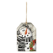 Wood Snowman Tag Ornament  (4 Count Assortment)