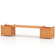 Costway Wood Outdoor Planter Boxes with Detachable Bench 2 Elevated Mini Planters Patio Natural