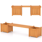 Costway Wood Outdoor Planter Boxes with Detachable Bench 2 Elevated Mini Planters Patio Natural