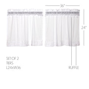 White Ruffled Sheer Tier Set of 2 L24xW36