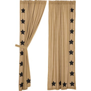 Burlap w/Black Stencil Stars Panel Set of 2 84x40