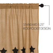 Burlap w/Black Stencil Stars Prairie Short Panel Set of 2 63x36x18