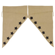 Burlap w/Black Stencil Stars Prairie Short Panel Set of 2 63x36x18